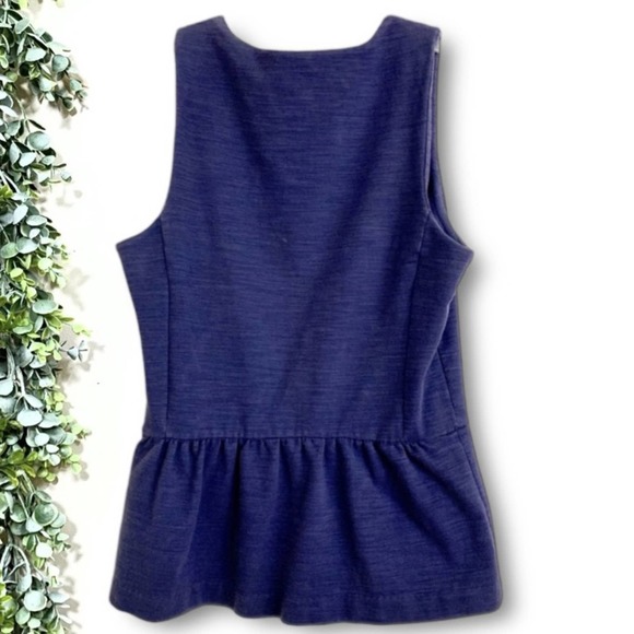 Madewell Denim Blue Cotton Peplum Top Size S - Fit & Flare Stretch - Picture 2 of 5